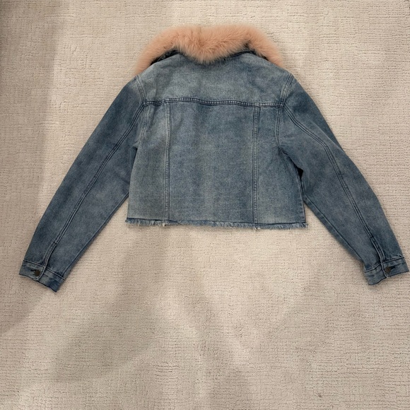 Ava Kris Distressed Denim Jacket with Removable Fox Fur Collar - Medium, EUC - Picture 4 of 7